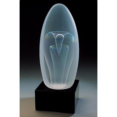 Frost Fountain Art Glass Sculpture w/ Marble Base