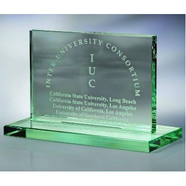 Medium Jade Glass Horizontal Plaque w/Base Award (5"x7"x½")