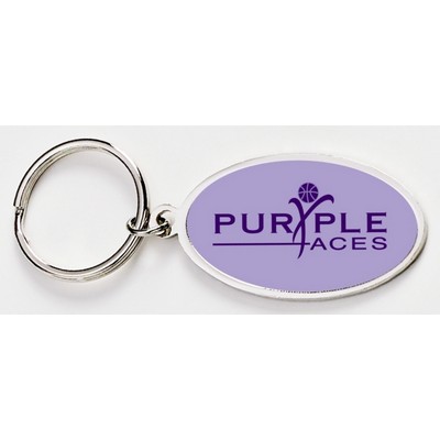 Silvertone Oval Digital Emblem Key Tag