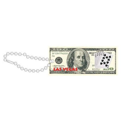 Las Vegas Royal Flush $100 Bill Key Chain w/ Black Back (10 Square Inch)