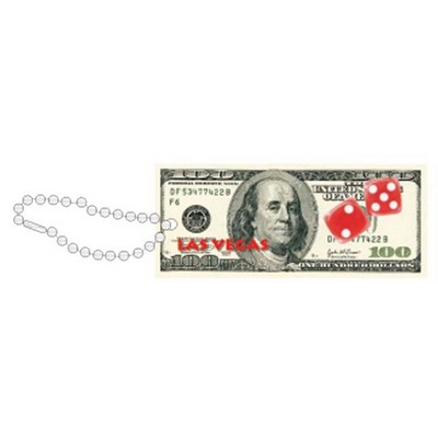 Las Vegas Dice $100 Bill Key Chain w/ Black Back (10 Square Inch)