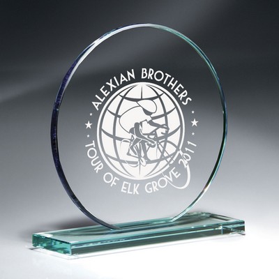 Large Jade Glass Circle on Base