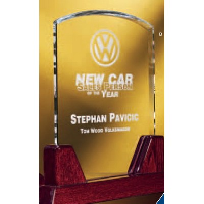 Clear Crystal Award w/Piano Finish Rosewood Base (8")