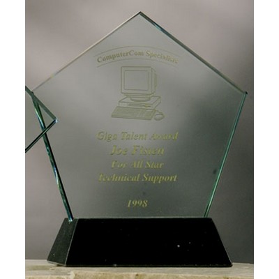 10" Jade Glass Pentagon Award