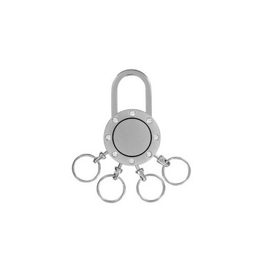 Round Satin Finish Key Chain Embellished with Swarovski® crystals. (Overseas Production)