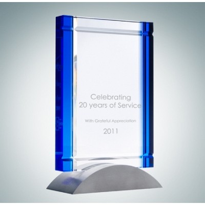 Blue Deco Optical Crystal Award Plaque