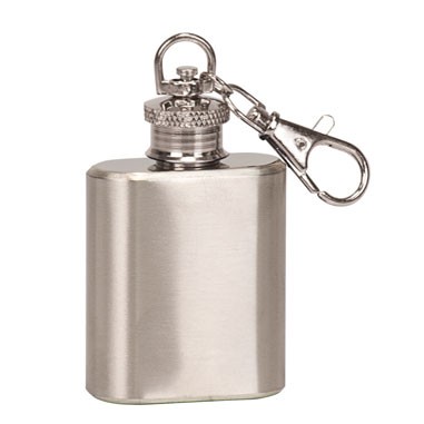 1 Oz. Stainless Steel Flask w/Keychain