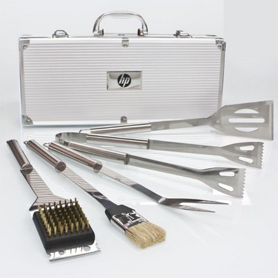 5pc Stainless Steel BBQ Grill Set w/ Carrying Case & Tools
