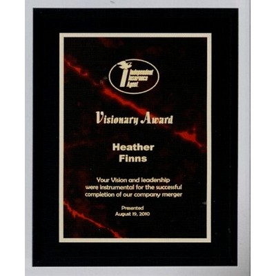 Black Matte Plaque w/Red Marbleized Plate (8" x 10")