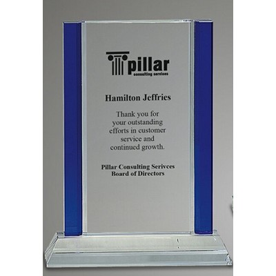 8½" Premium Crystal Blue/Clear Rectangle Award