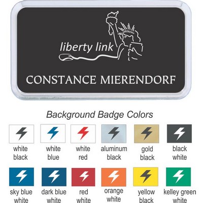 Round Corner Name Badge w/Silver Frame (3"x 1½")