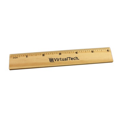 6" Natural Finish Wood Ruler