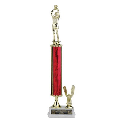 15 ½" Red Splash Column Trophy w/Eagle
