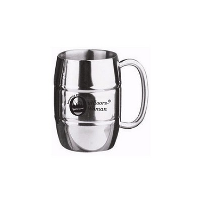 16 Oz. Double Wall Stainless Steel Barrel Beer Mug w/C Handle