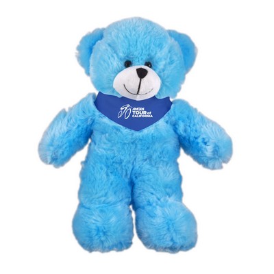 Soft Plush Stuffed Blue Bear with Bandana