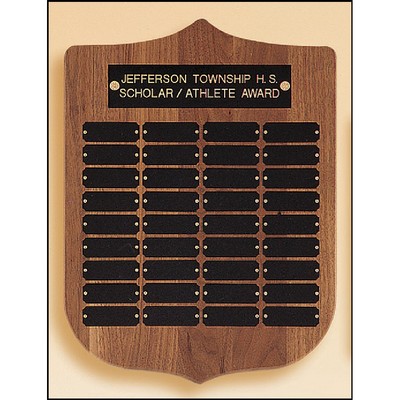 Walnut Shield Perpetual Black Brass Plate Plaque (12" x 16")