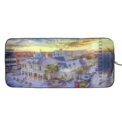 Full Color Spring Loop Dual Circle Auto Sunshade (58"x27")