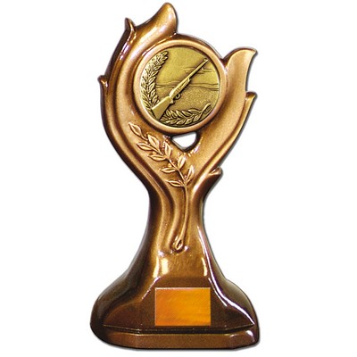 Stock Victory 9" Trophy with 2" Rifle Coin and Engraving Plate