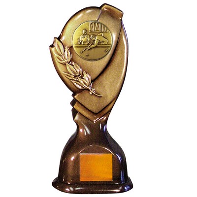 Stock Classic 10" Trophy with 2" Billiards Coin and Engraving Plate