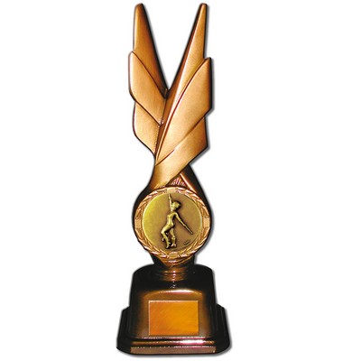 Stock Phoenix 12" Trophy with 2" Baton Coin and Engraving Plate