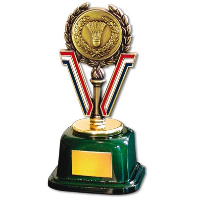 Stock 7" Trophy with 2" Badminton Medal and Engraving Plate