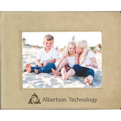 Caspian Picture Frame - Light Brown Faux Leather - Holds photo 5'' x 7''