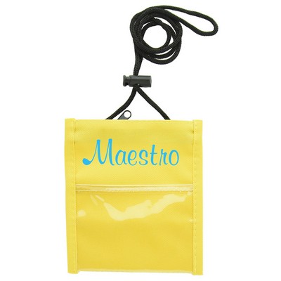 Yellow Non-Woven Convention Pouch w/Rope Lanyard
