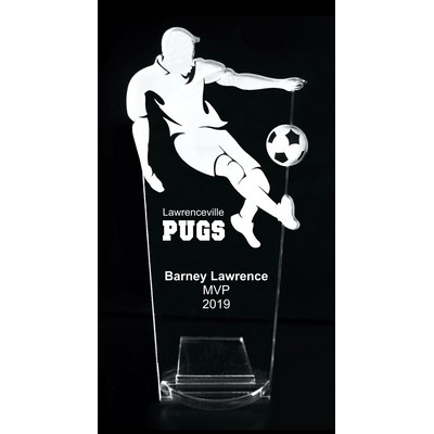VALUE LINE! Acrylic Engraved Award - 7" Soccer Player with Key Stand