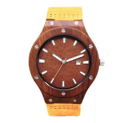 Red Sandalwood & Leather Watch