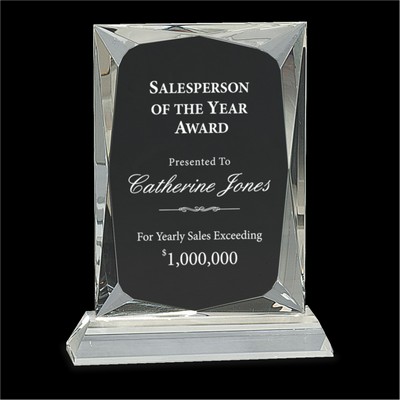 RUSH AWARD/Crystal Rectangle Award on Clear Base (10")