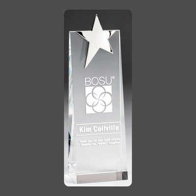 RUSH AWARD/Silver Star Crystal Tower Award (9")