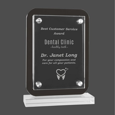 Black Floating Glass Standup Plaque (5½"x7¾")