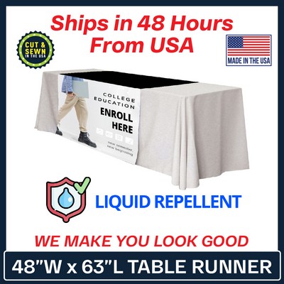 48" x 63" Liquid Repellent Standard Table Runner - Made in the USA