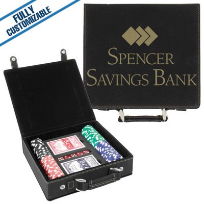 Black & Gold Leatherette - 100 Chip Poker Set