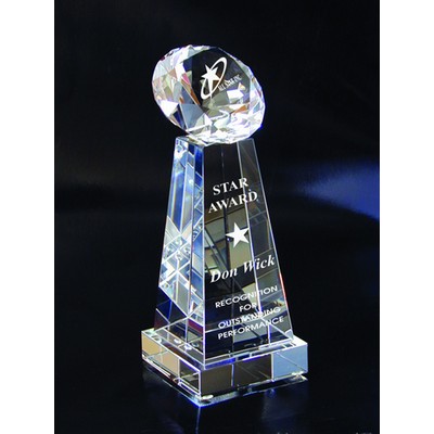 Diamond Tower Optical Crystal Award/Trophy. 8"
