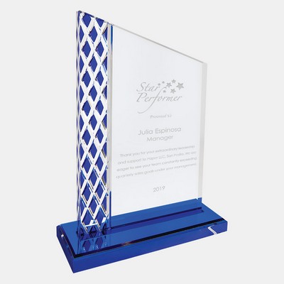 Acrylic Unite Diamond Blue Ice Plaque w/ Base (M)