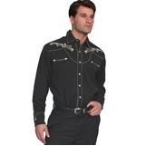 Men's Long Sleeve Shirt w/Gold Embroidery Notes