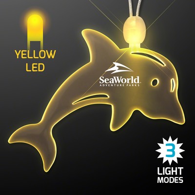 Acrylic Dolphin Shape Necklace with Yellow LED - PRINTED