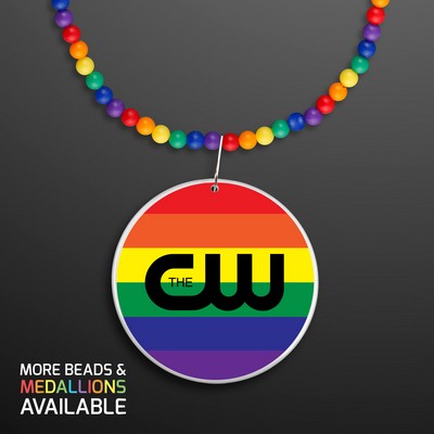 Rainbow Beads Necklace with Medallion (NON-Light Up) - PRINTED