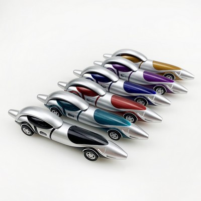 Rolling Car Shape Silver Finish Plastic Ballpoint Pen