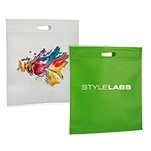 80 GSM Custom Printed Econo Tote Bag w/Die-Cut Handles (15"x16"x1 1/2")