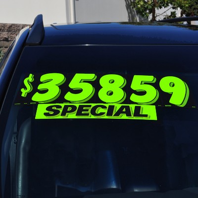 7 ½" Fluorescent Chartreuse & Black Windshield Number Decals (Set of 12)