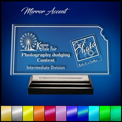 12" Kansas Clear Acrylic Award with Mirror Accent