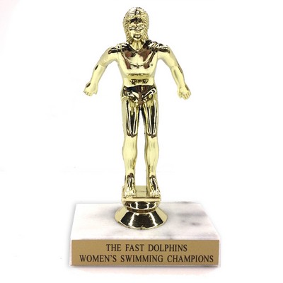 6 ½" Female Swimmer Trophy w/Marble Base