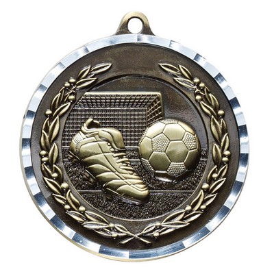 2 ¾" Soccer Medal w/3D Diamond Engraved Cast Satin