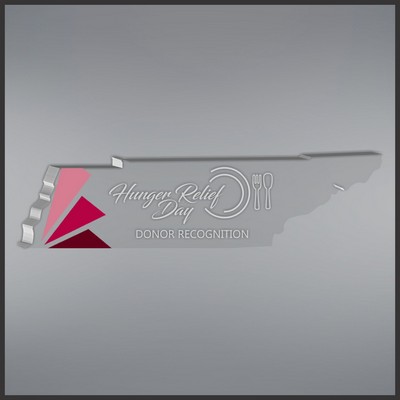 7" Tennessee Shape Paperweight in Clear, Color Printed