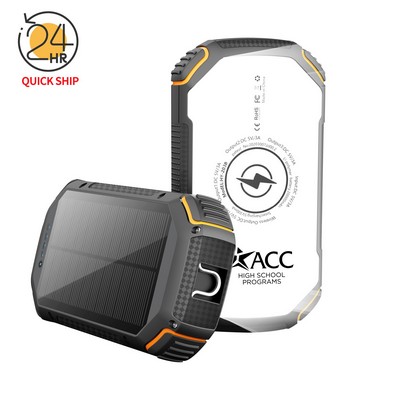 water proof portable Solar Power Banks 20000mAh Led Light with Wireless charger