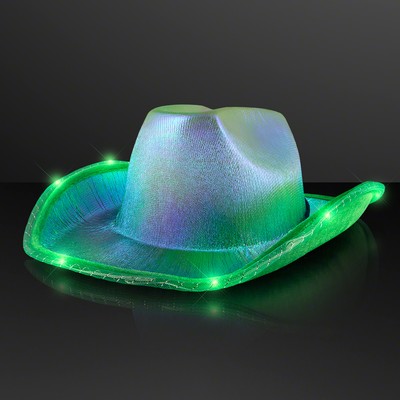 Iridescent Green Light Up Space Cowgirl Hat - BLANK