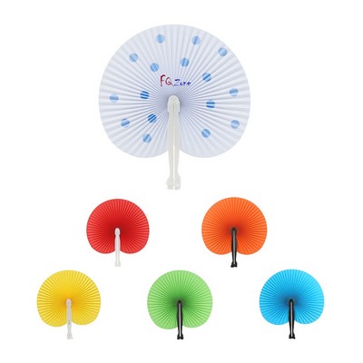 Heart Plastic Handle Paper Folding Fan