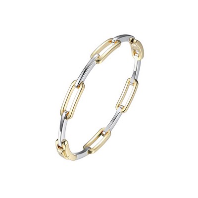 Charles Garnier Sterling Silver "PAPERCLIP" Oval Link Hinge Bangle - Silver and Gold